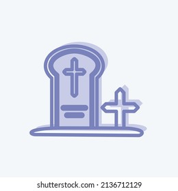 Graveyard Icon in trendigem, zweifarbigem Stil einzeln auf hellblauem Hintergrund