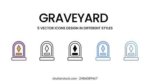 Graveyard icons vector set stock illustration.