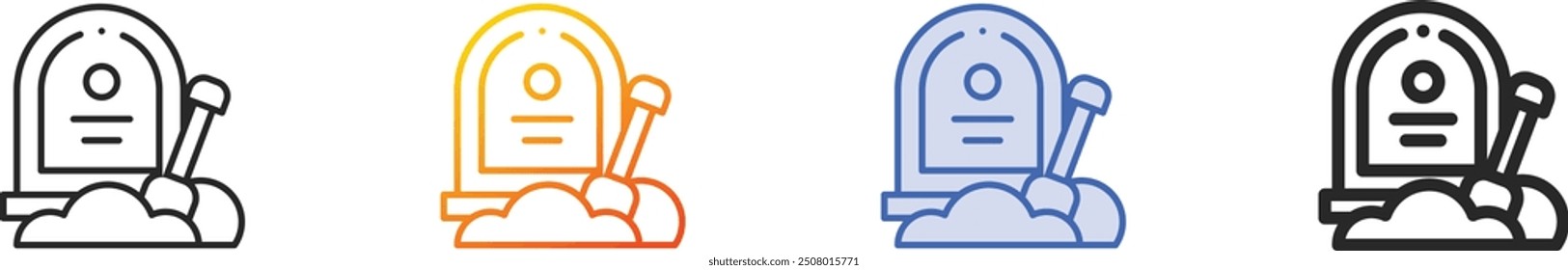 graveyard icon.Thin Linear, Gradient, Blue Stroke and bold Style Design Isolated On White Background