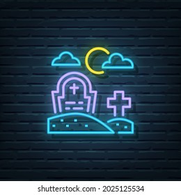 Graveyard Neon Sign Vector Elements