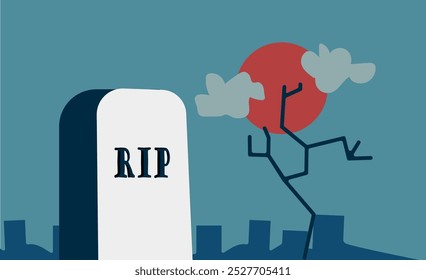 Graveyard night tomb written rip night illustration