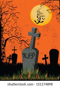 Graveyard on an orange background