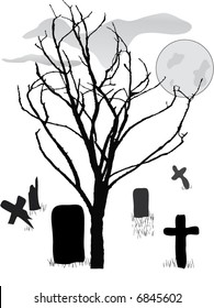 graveyard scene vector