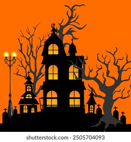 Graveyard silhouette halloween Abstract Background.