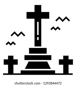 Graveyard, spooky graveyard concept 