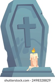 Graveyard stone cartoon icon. Horror gothic element isolated on white background