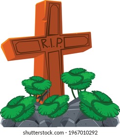 Graveyard tomb vector art and illustration
