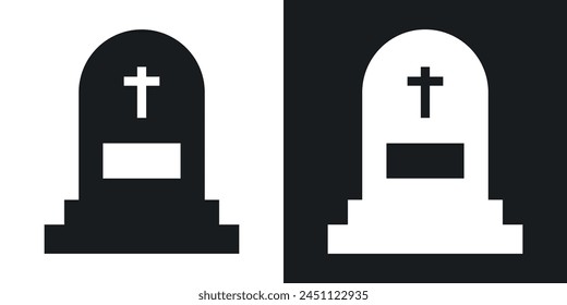 Graveyard Tombstone Icon Set with RIP Inscriptions and Grave Markers