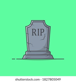 Graveyard Tombstone Vector Icon Illustration. Gravestone Flat Icon. Funeral Symbol