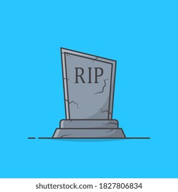 Graveyard Tombstone Vector Icon Illustration. Gravestone Flat Icon. Funeral Symbol