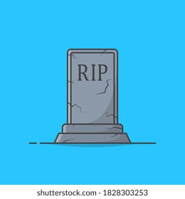 Graveyard Tombstone Vector Icon Illustration. Gravestone Flat Icon. Funeral Symbol