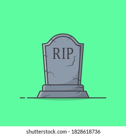 Graveyard Tombstone Vector Icon Illustration. Gravestone Flat Icon. Funeral Symbol