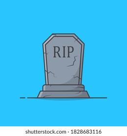 Graveyard Tombstone Vector Icon Illustration. Gravestone Flat Icon. Funeral Symbol