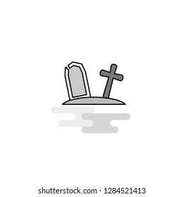 Graveyard  Web Icon. Flat Line Filled Gray Icon Vector