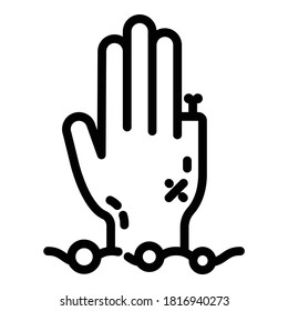 Graveyard Zombie Hand Flat Icon Isolated On White Background
