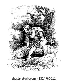Graveyards in Spain are not allowed to enlighten the candles due to the fear of wandering spirits, vintage engraved line art illustration. Infernal Dictionary 1863.