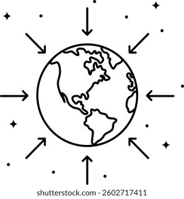 Gravitational Force. Vector outline icon.