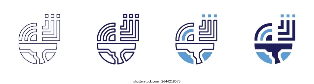 Gravitational lens icon in 4 different styles. Thin Line, Line, Bold Line, Duotone. Duotone style. Editable stroke.