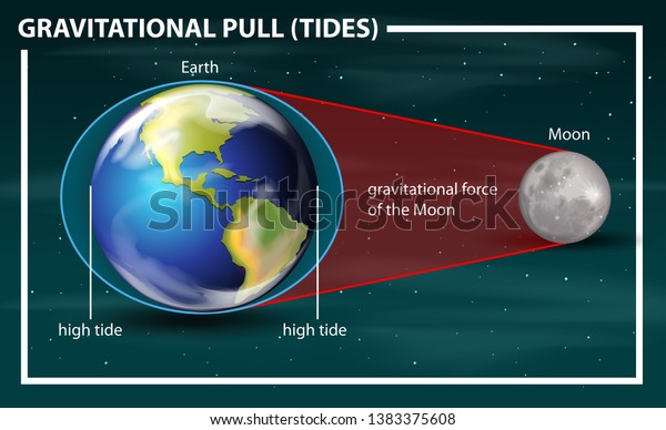 Gravitational Pull Tides Diagram Illustration Stock Vector Royalty Free 1383375608