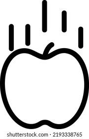 Gravity Of Apple Icon With Outline Style, Science Sign And Symbol Isolated On White Background