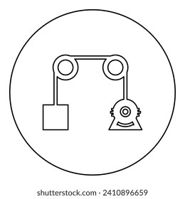 Gravity engine icon in circle round black color vector illustration image outline contour line thin style