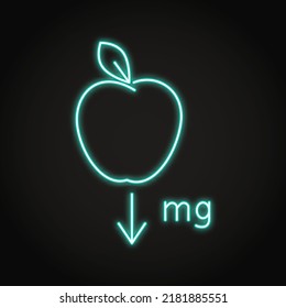 Gravity Force Neon Icon In Line Style. Law Of Physics Symbol. Newton Falling Apple. Vector Illustration.