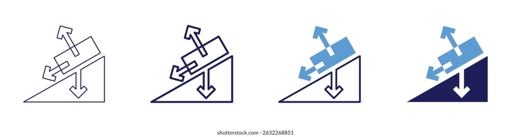 Gravity icon in 4 different styles. Thin Line, Line, Bold Line, Duotone. Duotone style. Editable stroke.