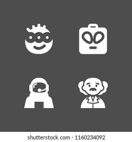 gravity icon. 4 gravity set with alien, astronaut and physics vector icons for web and mobile app