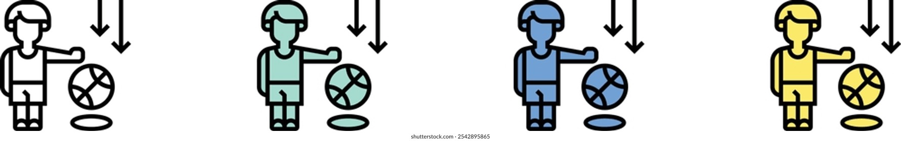 gravity icon. Outline, Green, Blue and Yellow Style Design Isolated On White Background