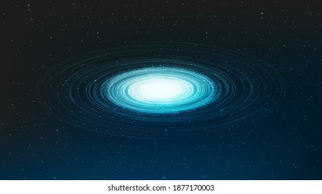 Gravity Light Spiral Black Hole on Galaxy Background.planet and physics concept design,vector illustration.