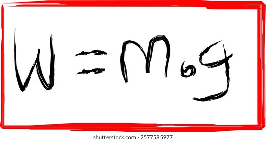 gravity physics formula, in Doodle style