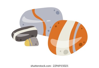 Gravity stacked rock sculptures Stones with pattern. Vector illustration