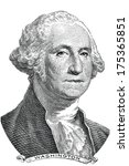 Gravure of George Washington (vector) in front of the old one dollar banknote