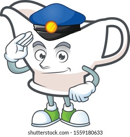 Gravy boat cartoon character with mascot police.