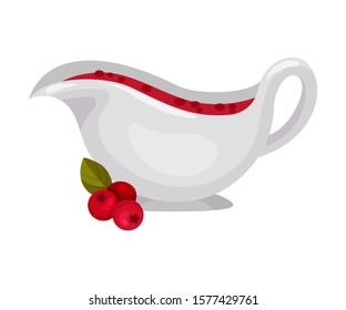 Gravy Boat With Cranberry Sauce Vector Illustration