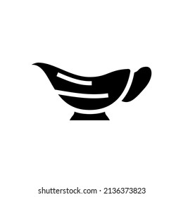 vector de icono de glifo de bote de gravilla. signo de un barco de salsa. símbolo de contorno aislado ilustración negra