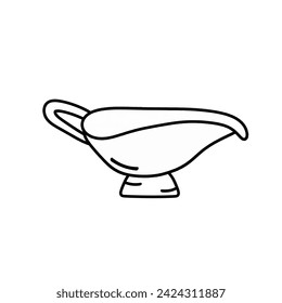 Gravy boat icon on white background. Kitchen utensils, dishes.