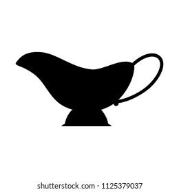 Gravy boat, vector dark flat icon on white background. Kitchen utensils, dishes.