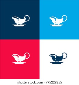 Gravy four color material and minimal icon logo set in red and blue