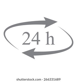 Gray 24 hours - vector icon, flat design