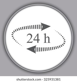 Gray 24 hours - vector icon, flat design