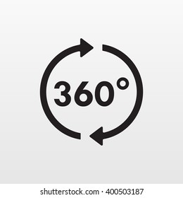 Gray 360 degrees icon isolated. Modern flat pictogram, business, marketing, internet concept. Trendy simple vector view symbol for web site design or button to mobile app. Logo illustration.