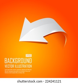 La flecha 3d gris sobre un fondo naranja. Ilustración del vector