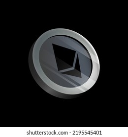Gray 3D CryptoCoin on Black Background. Vector illustration