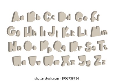 Gray 3d font. Latin typography. Font for event and promotions, banner and monogram and poster.