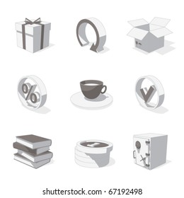 gray 3D icon set 04