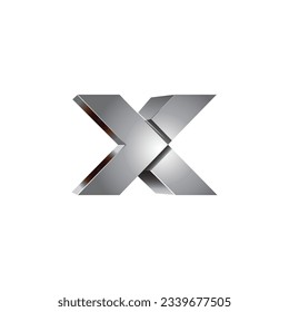 Gray 3D Letter X Logo Vector Designs Template. 3D Letter X in circle logo design. black and dark orange color concept template. impossible geometry stars 3D technology startups, creative agencies.