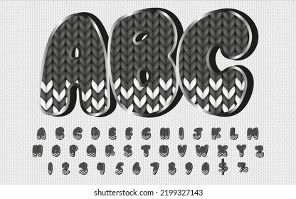 Color gris con números y símbolos sobre fondo de punto con adorno. Alfabeto inglés completo para publicidad y pancartas en Viernes Negro, Lunes Cibernético o Navidad.