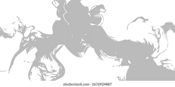 El arte abstracto gris presenta Formas dinámicas y abruptas y pinceladas lineales contra un lienzo blanco, creando un diseño moderno y minimalista con una calidad fluida y etérea