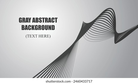 Fondo abstracto gris con la ilustración de la Imagen del Vector de la línea de la curva para el telón de fondo o Fondo de pantalla 